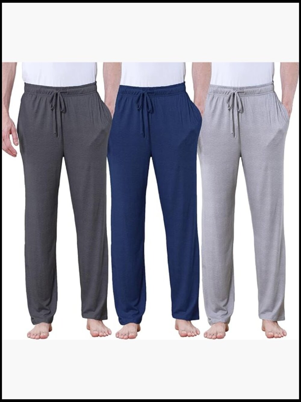 Men's Lightweight Pajama Pants Soft Lounge Sleep Joggers Adjustable Drawstring